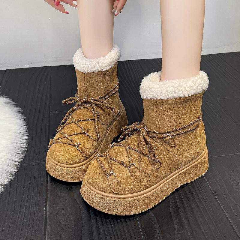 Winter New Round Toe Suede Warm Casual Snow Boots for Women Fashionable Comfortable Thick Soled Non Slip Elegant Boots
