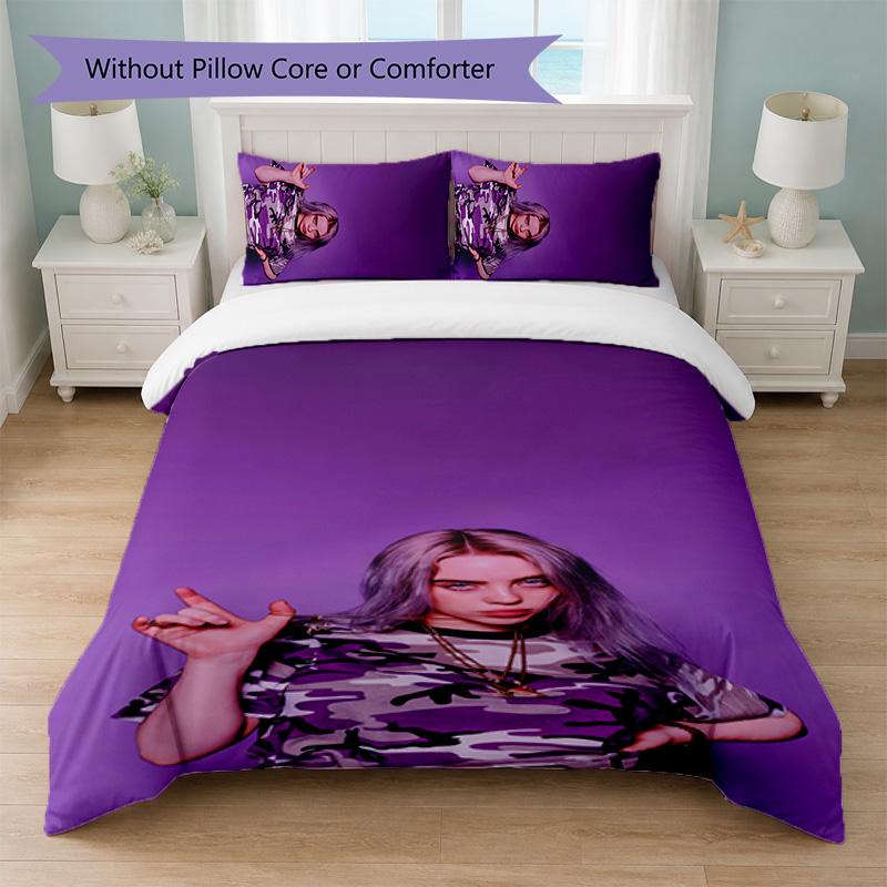 Billie Eilish Print 3Pcs Duvet Cover Set 1 Duvet Cover and 2 Pillowcases Soft Bed Linen For Household Bedroom
