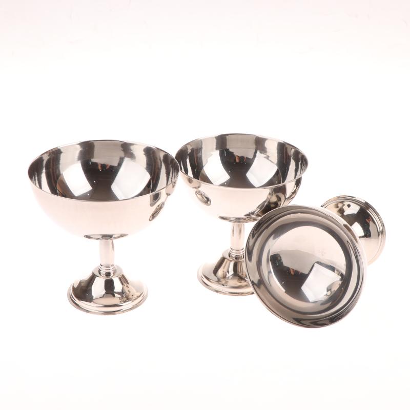 Stainless Steel Dessert Cup Vintage Durable Pudding Milk Jelly Ice Cream Cup Bowl Salad Bowl Dessert Fruit Plate Snack Dish