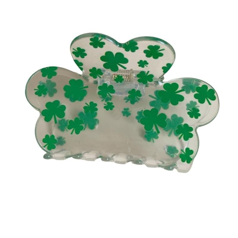 Shamrock Hair Clip For StPatricks Day Slip Resistant Acrylic Hair Claw Clip For Women Girl And Kids Festival Event