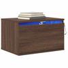 Wall Mounted Nightstand with LED Lights Brown Oak Effect