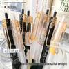 Elegant Rose ST Gel Pen Set - 6 Black High-Quality Push-Type Pens In Box