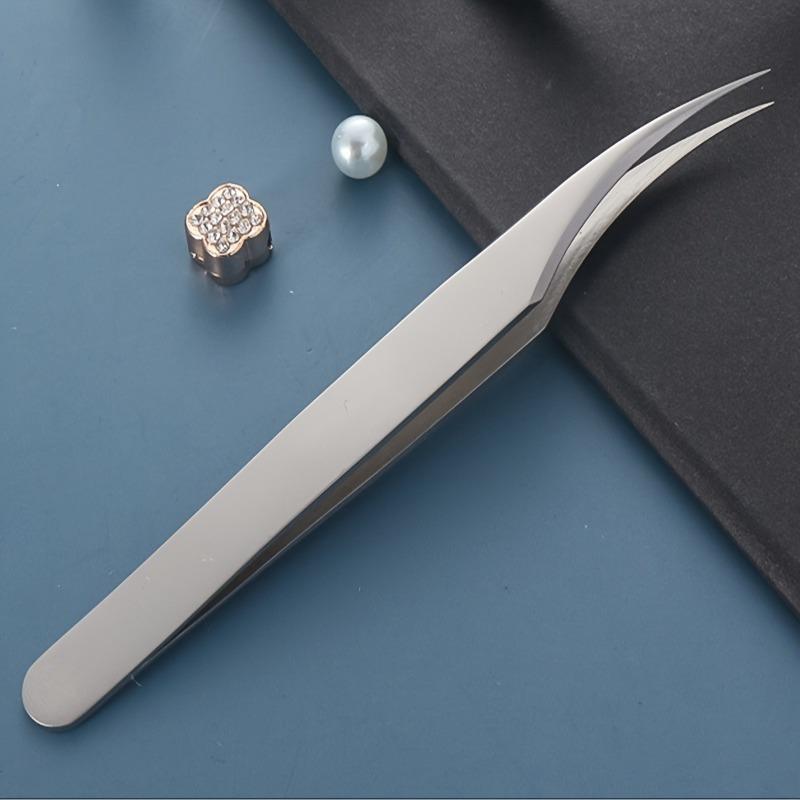 1Pc Stainless Steel Eyelash Tweezers, Dolphin Clip, Super Sharp, Also Suitable for Endogenous Hair Removal, Blackhead Remover
