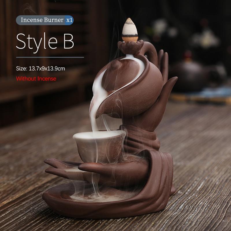 

Purple Clay Backflow Incense Burner Indoor Ceramic Aromatherapy Burner Creative Ornament B