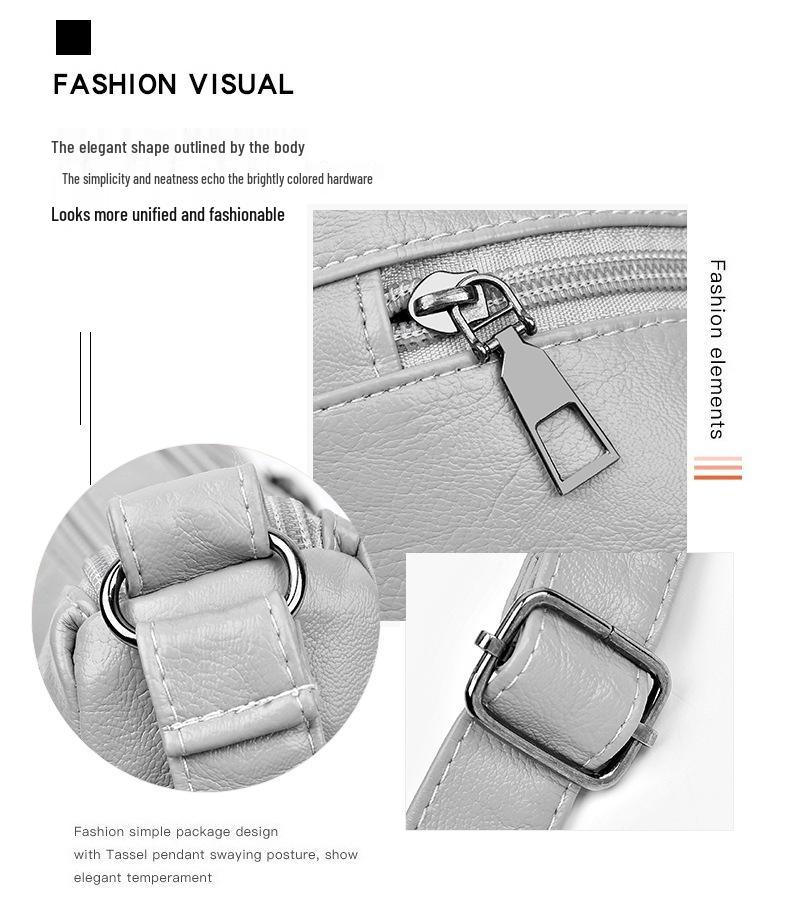 Korean Style Multi-Layer Soft Leather Crossbody Bag for Women - 2025 Large Capacity, Versatile Single Shoulder Bag for Moms