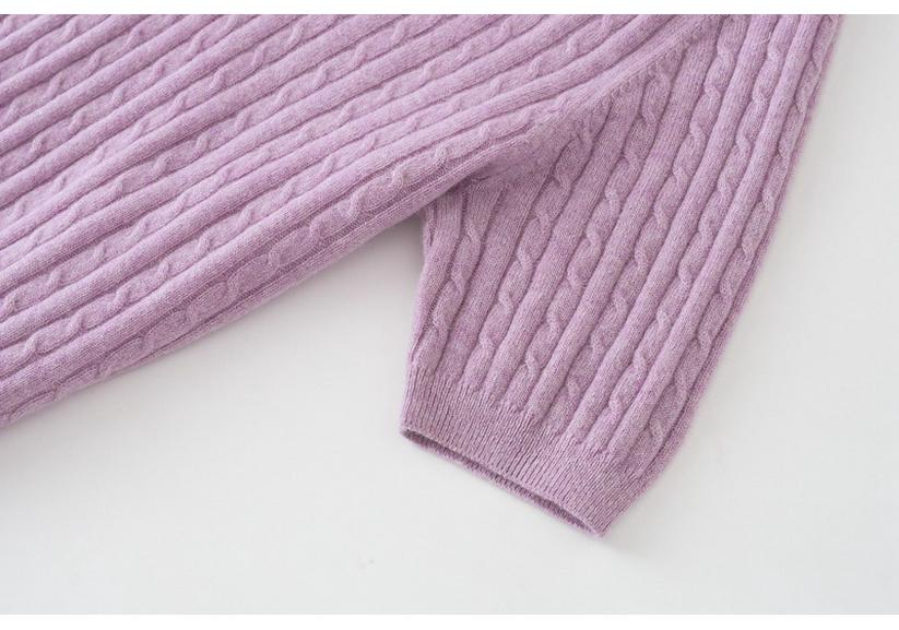Korean Style Twisted Cable Knit Polo with Retro Cashmere Short Sleeves