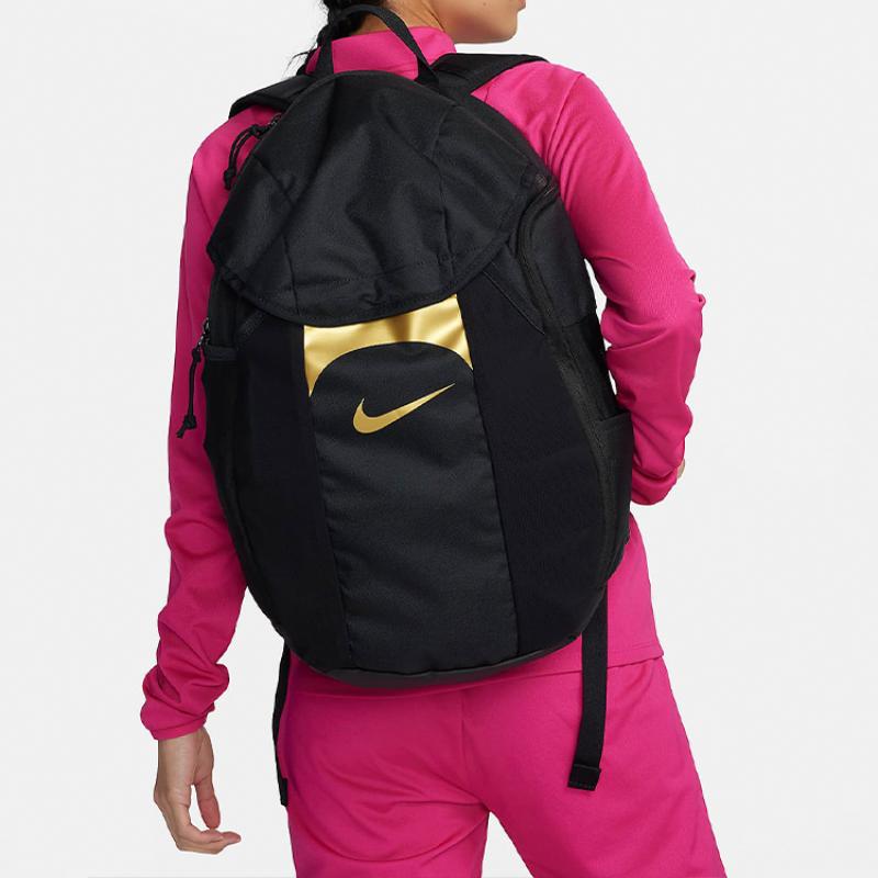 Nike Fabric Backpack Regular Unisex Black & Metal Gold Coin Color Lightweight Casual DV0761-016