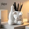 Talos Cat Pen Holder, Cute Resin Desk Organizer, Funny Figurine, Decorative Storage Statue for Office Supplies, Creative Desktop Home Decor