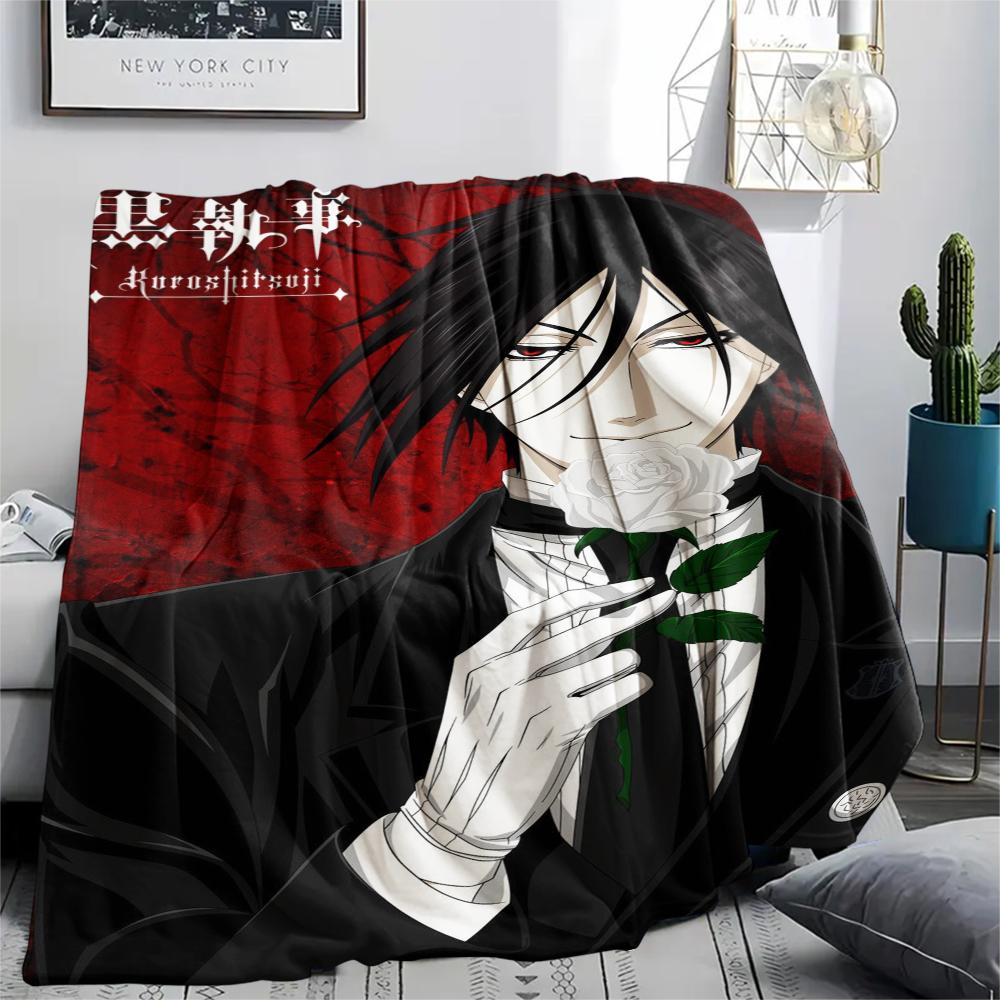Coperta in Flanella con Stampa Black Butler, Alta qualità Confortevole per Tutte le Stagioni, Decorazione per la Casa, Calore e Comfort, Perfetta per Regali di Natale08