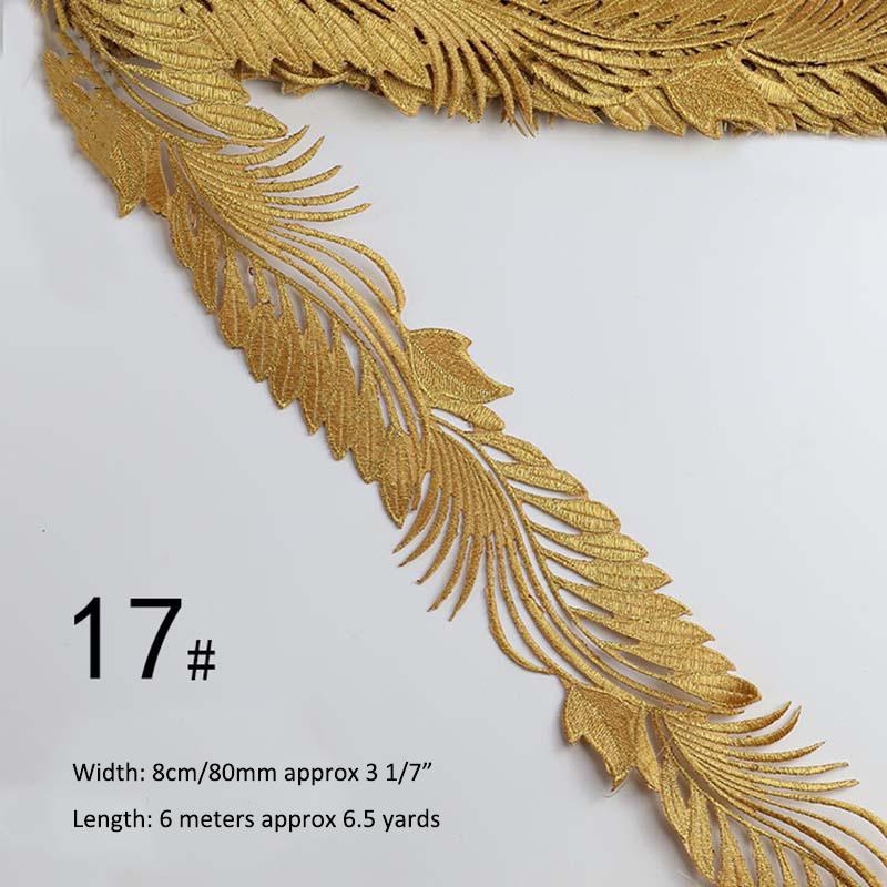Gold Silver Thread Heavy Embroidery Lace Ribbon Shiny Diy Ethnic Garment Costume Dress Embellished Textile Iron-on Lace Trims