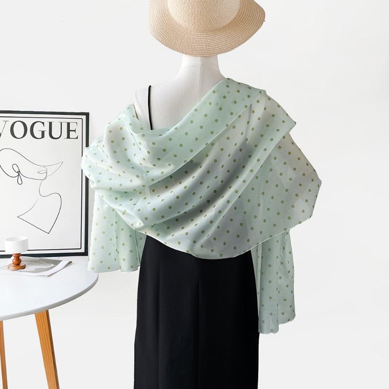 Sunscreen imitation silk chiffon silk scarf women's summer polka dot yarn purple silk scarf thin long Korean version versatile