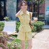 Sleeveless lapel shirt shorts set women's summer new fashion waist thin versatile age reduction two-piece set