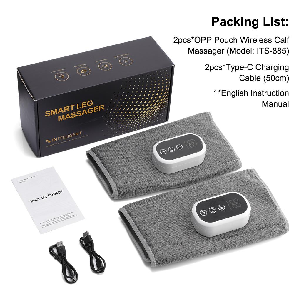 Wireless 360° Air Pressure Hot Compress Calf Massager Electric Airbag Compression Leg Massage Wrap Muscle Relax Blood Circulatio