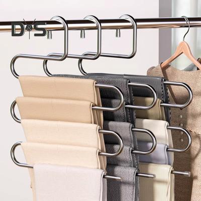 Hosenständer aus Edelstahl, mehrschichtiger Kleiderbügel-Organizer, stark belastbar, multifunktionaler Kleiderbügel, Hosenaufbewahrungsständer