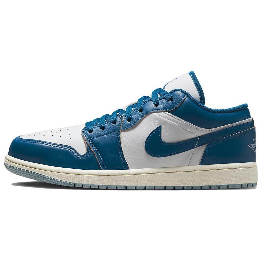 Jordan Air Jordan 1 Cushioning, Wear Resistant Low Top Vintage Basketball Shoes Unisex Gray White FN5214-141(Team210-)