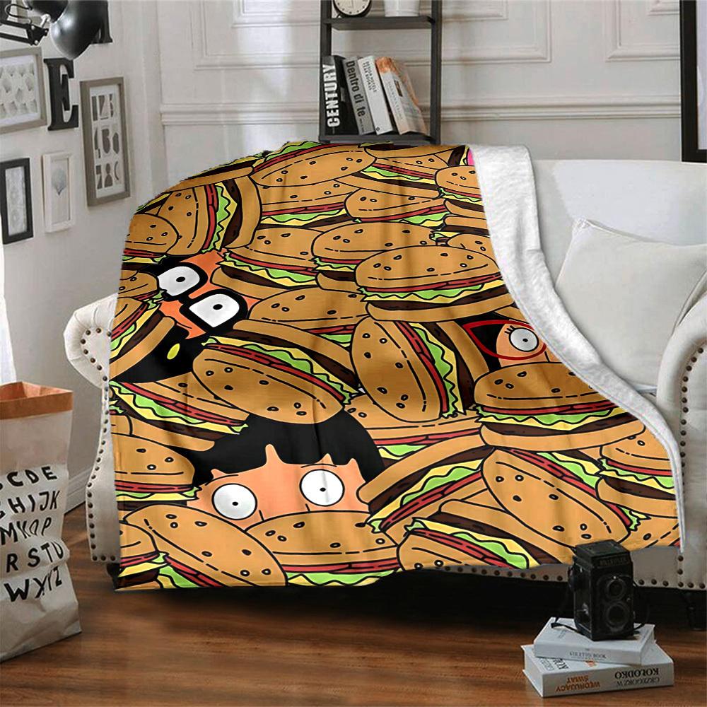 1pc Bob’s Burgers Cozy Print Blanket Lightweight Warm Flannel Throw Blanket For Sofa, Bed, Living Room