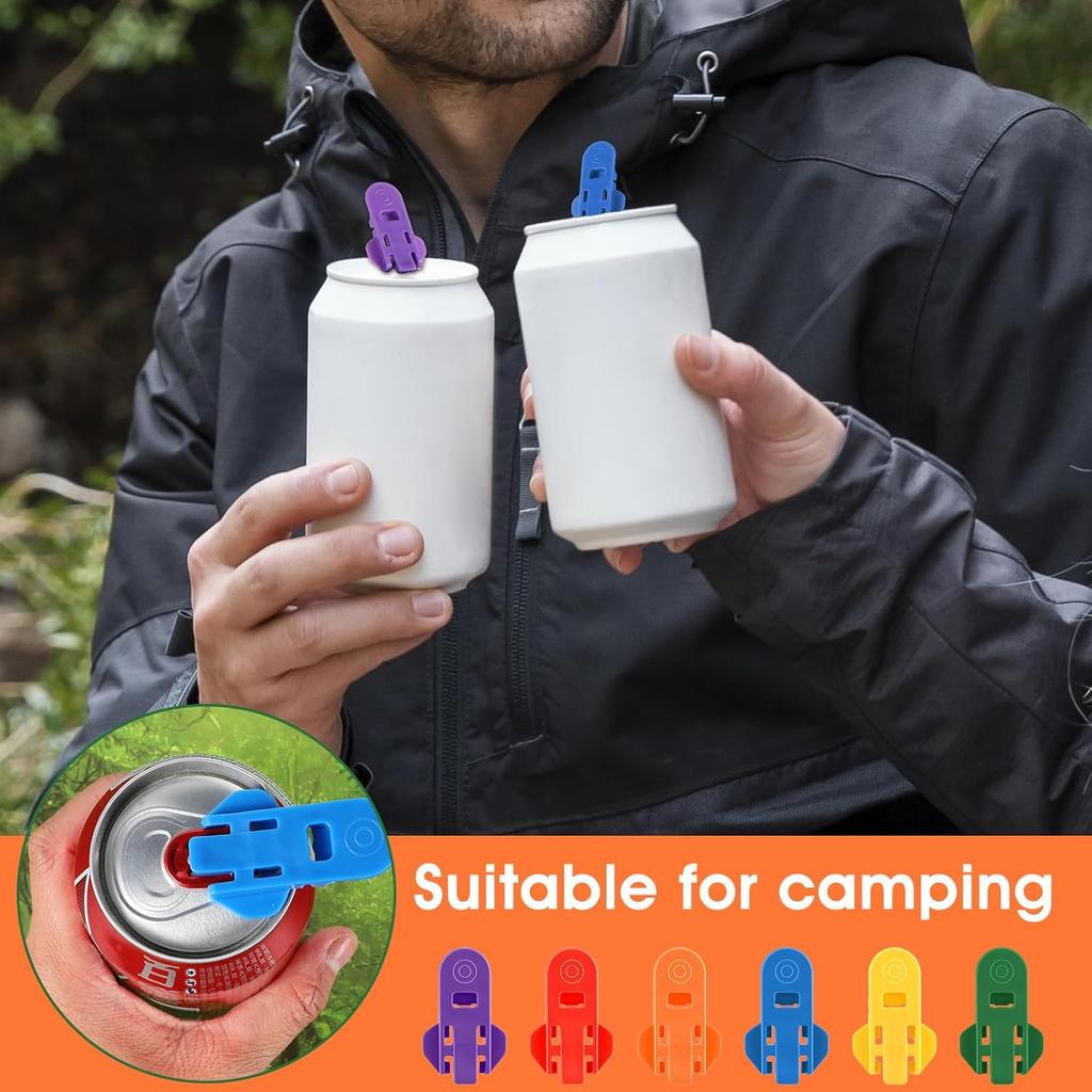 24 PCS Manual Easy Can Opener, Colorful Drink Can Protector Soda Beer Protector Leakproof Soda Top Ring Opener Tool for Parties BBQs Beach