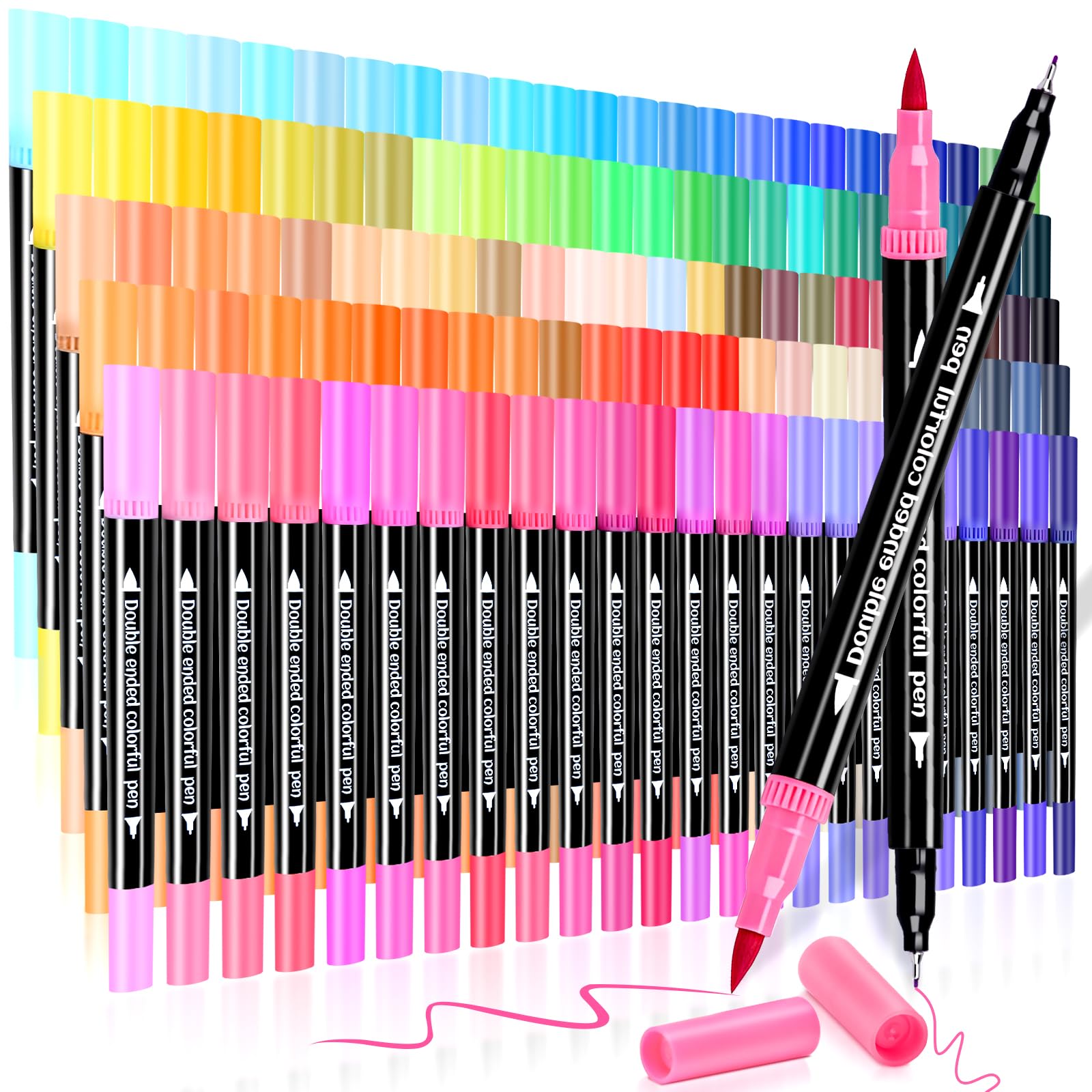 

DUULEMANG 120-Color Watercolor Pen Set: Water-based watercolor pens, brush pens, markers, brush type, brush/extra-fine tip, broad/fine tip, watercolor