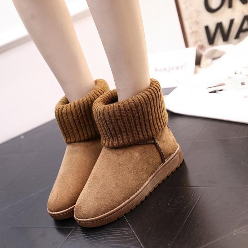 Winter Imitation Matte New Wool Mouth Snow Boots Women's Short Boots Student Velvet Flat Bottom Short Cotton Shoes Women's European and American Tide