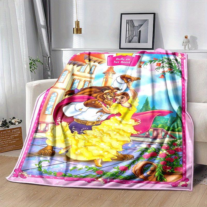1pc Beauty and The Beast Printing Blanket - Soft, All-Season Throw for Office Blanket,  | Personalized Gift with Adorable Cartoon Design