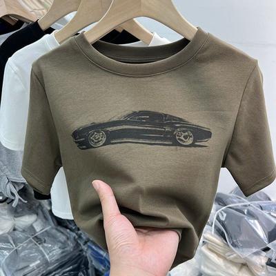 Ρετρό Μπλούζα Κοντομάνικη Γυναικεία Καλοκαίρι Νέα Στενή Γραμμή Ευέλικτη Μικρή Μπλούζα Τοπ