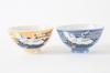 Mino Ware Pair of Rice Set of Made in Crane Blue MIG013 Bowls, 2, Medium-Sized, Japan, Design, & Orange,