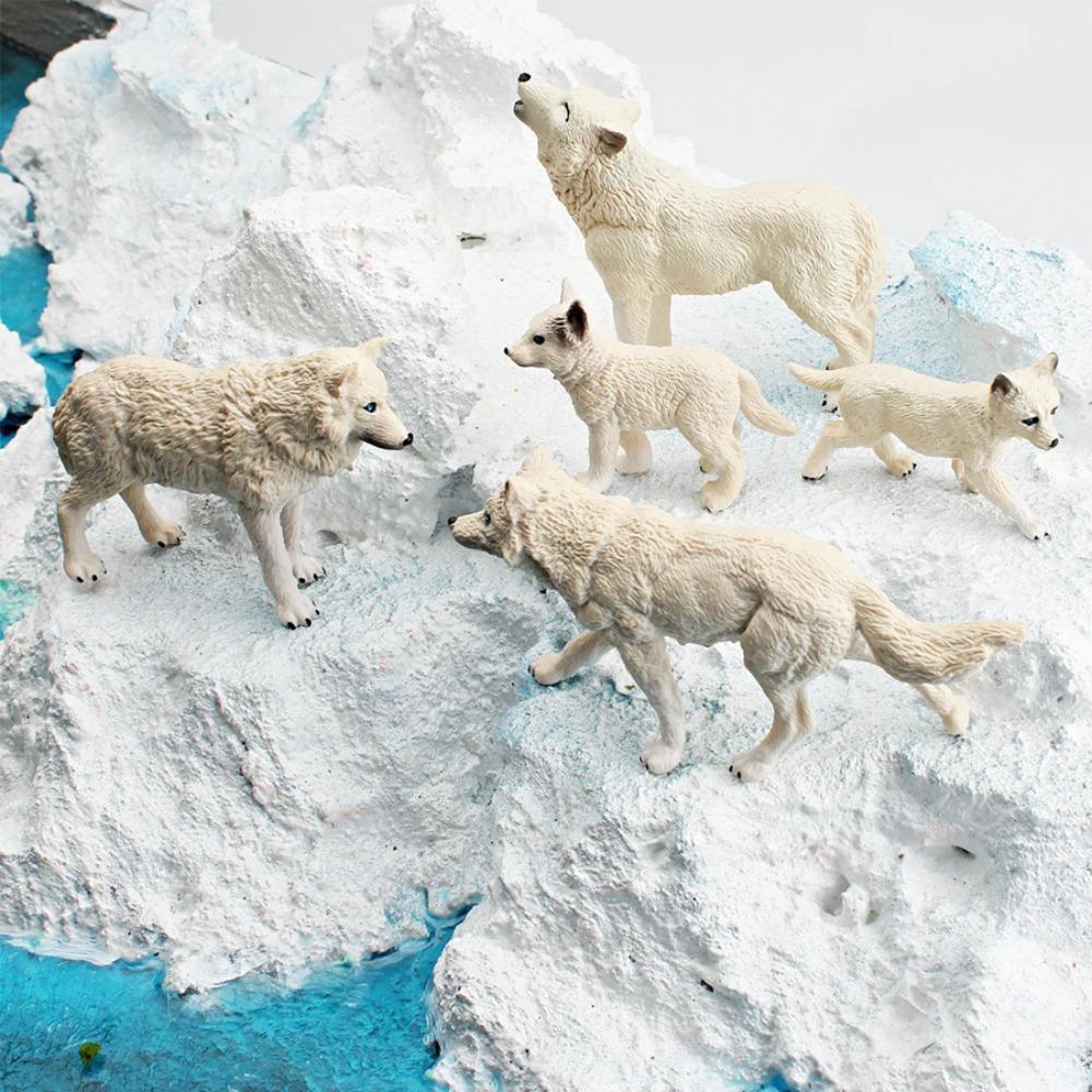 Realistische Wilde Dieren Arctische Wolf Buidelwolf Gorgonops Manenwolf Model Actiefiguren Jungle Bos Dier Speelgoed voor Kinderen