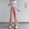 Tie Overalls Women's Autumn New High-waisted Straight Loose Sports Casual Parachute Wide-leg Pants