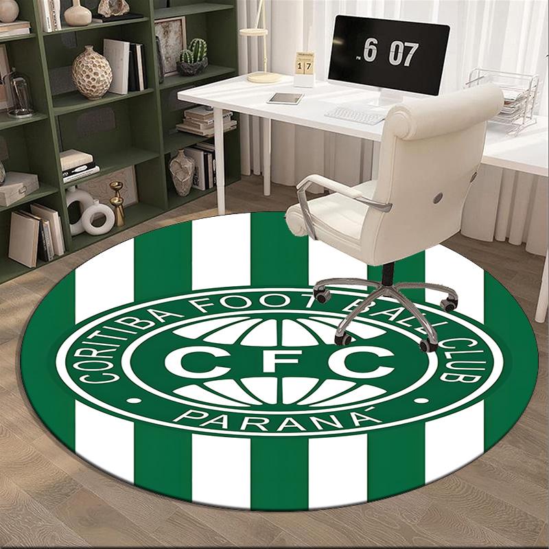 1PC round rug Cori-tiba Football Club Crest Printed Round Area Rug ,Rug For Home Office, Round Chair Rug, Decorative Carpet Fan gifts Christmas gift
