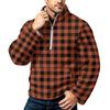 Men's Plaid Print Flannel Zip-Up Sweatshirt with Stand Collar, Fall Winter Casual Wear