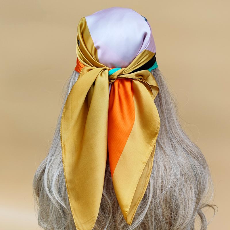 Popular 70X70CM Beach Scarves The Four Seasons Square Kerchief New Style Women Luxury Headscarf  Design Sunscreen Silk Hijab