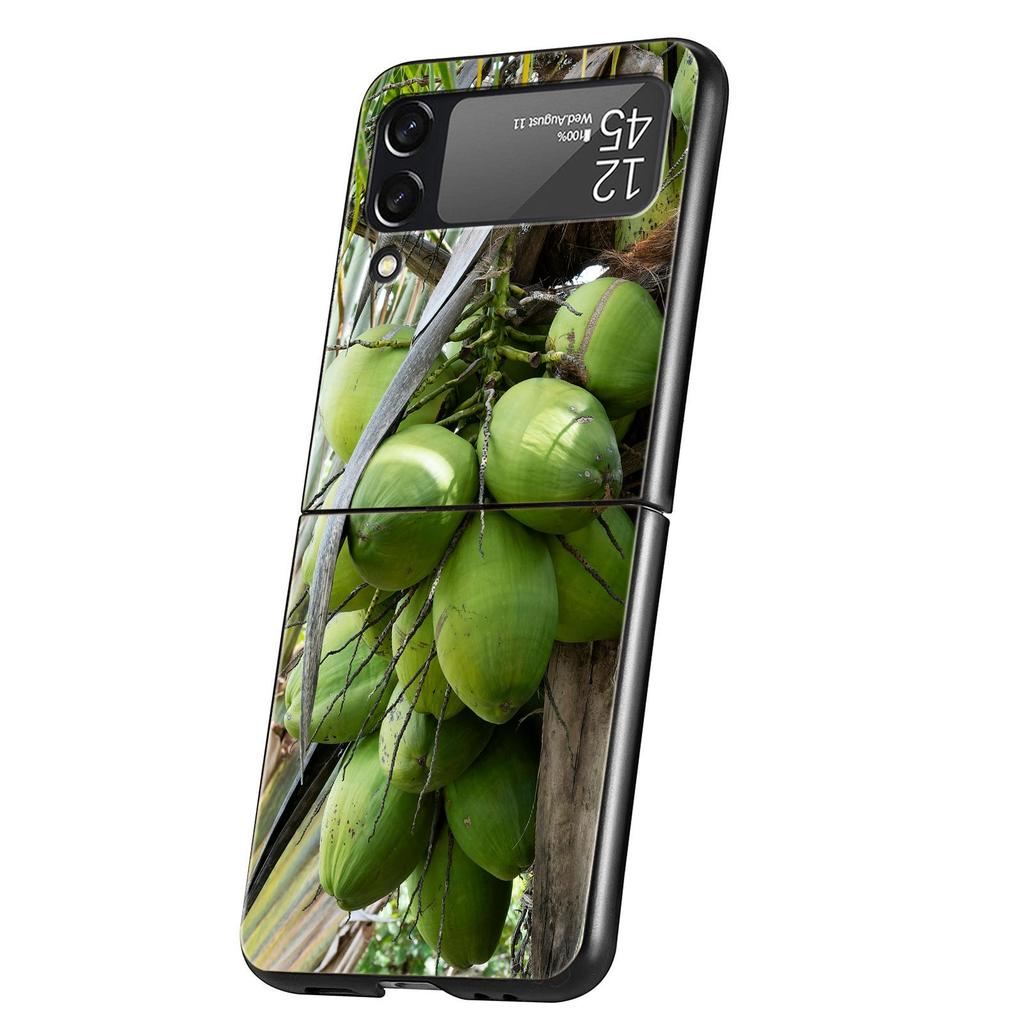 Phone Case for Samsung Galaxy Z Flip 3 4 5 6 7 Folding Black Shell For Samsung Z Flip4 Flip5 PC Hard Cover Summer Coconut
