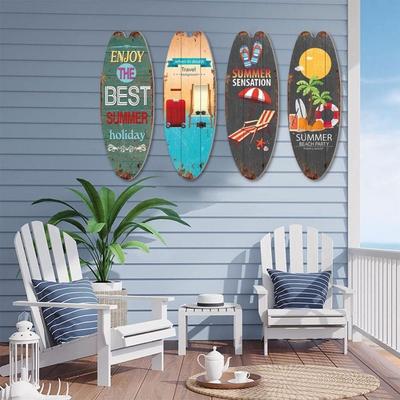 Exquisite Printing Wooden Surfboard Bright Marine Steering Wall Board Wooden Sign   Home