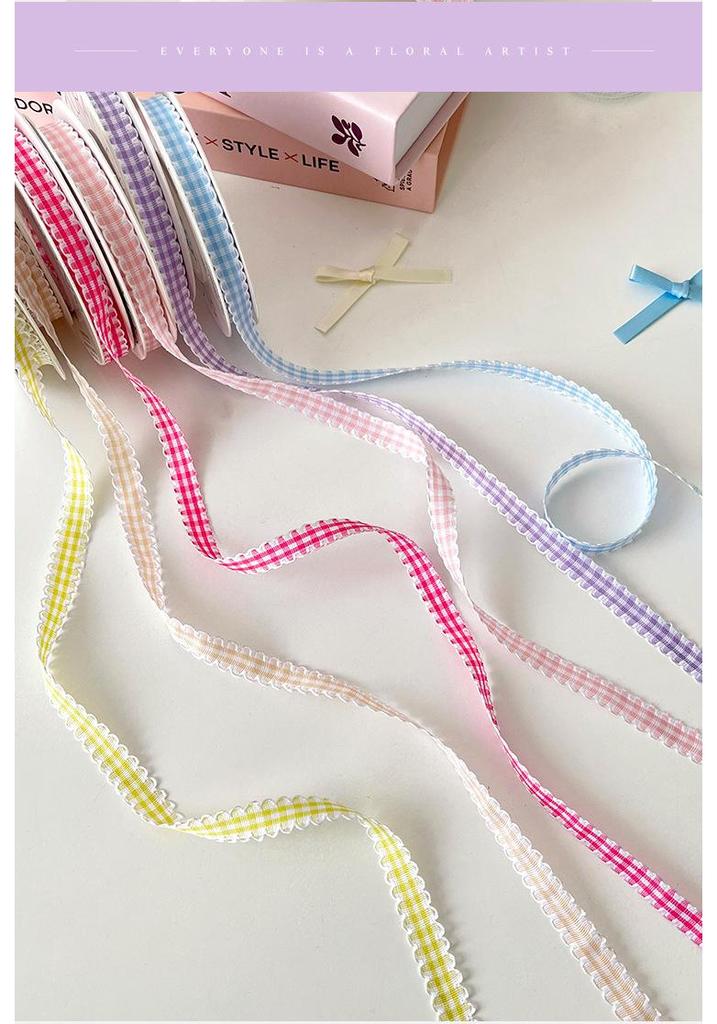 New Plaid Edge Ribbon for Floral Art & DIY Gift Wrapping