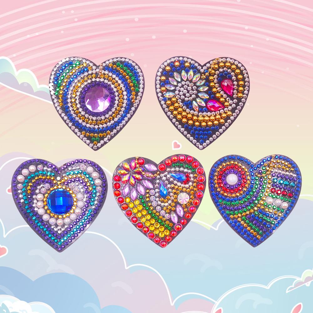 5pcs DIY Diamond Painting Keychain Full Drill Love Resin Bag Pendant Decoration