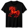 Feuerpferd Laufende Pferde Tier Herren T-Shirt Damen Tee Grafik Unisex Oberteil