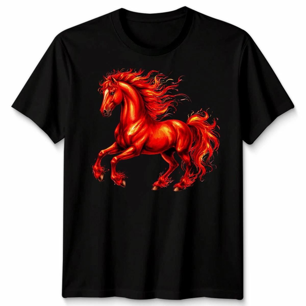 Огненная Лошадь Бегущие Лошади Животное Мужская Футболка Женская Футболка Графический Унисекс Топ 3XL