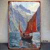 Vintage Nautical Metal Wall Art, Old Sailing Ship Pirate Decor, Home Wall Decor