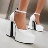 European And American Thick Super High Heels High Heels Catwalk Women'S Shoes Large Size Pointed Head Fashion Thick Sole New Waterproof Table Black