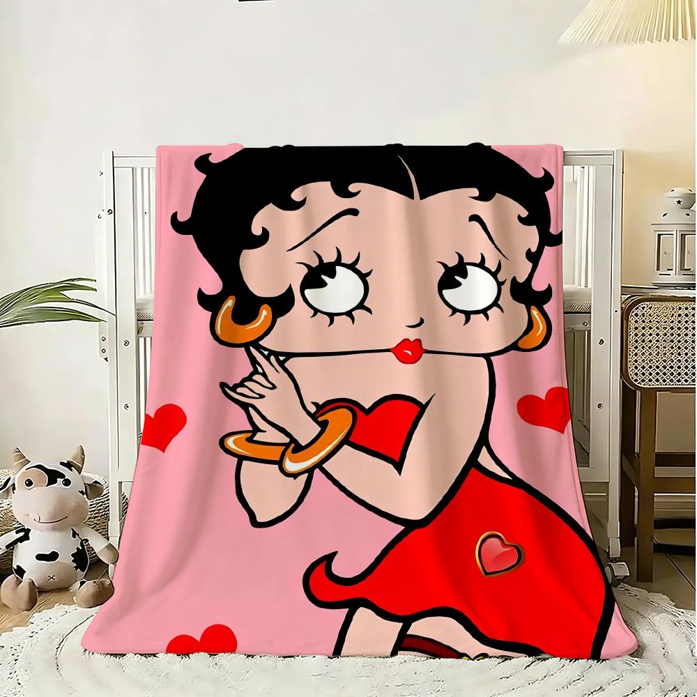 B-BeTTy-CuTe-Boop Throw Soft Flannel Throw Blanket, Lightweight Breathable Summer Nap Blanket For Sofa Home Travel Cozy Decor