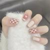 24Pcs French Ballet Press On Nails Reusable Full Cover Fake Nail Tips Artificial Manicure Set