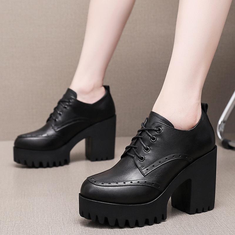 New Women Pumps Shoes Size 32-43 Deep Mouth  Women Oxfords Fall Winter Plush Thick High Heel Shoes Platform Pumps Office