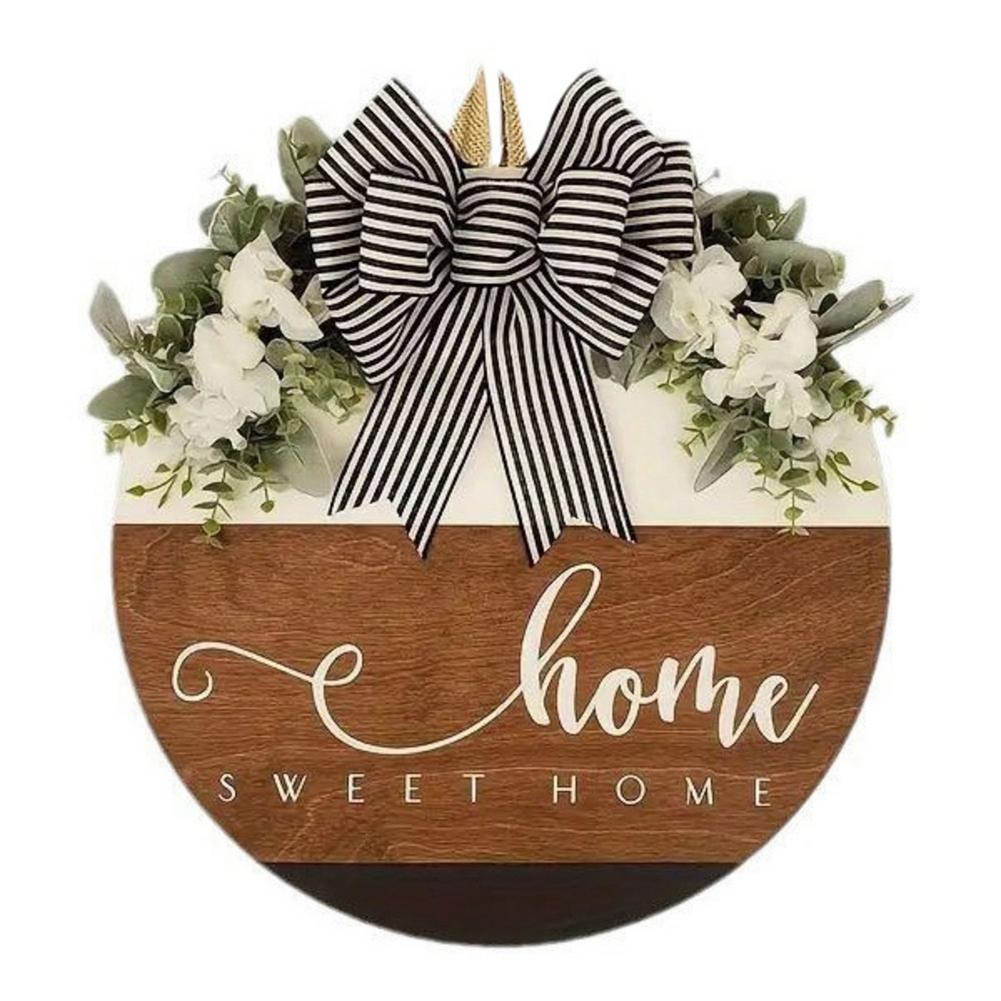 

Деревянный логотип «Сладкий дом» бант дверной венок уличный список весеннее украшение