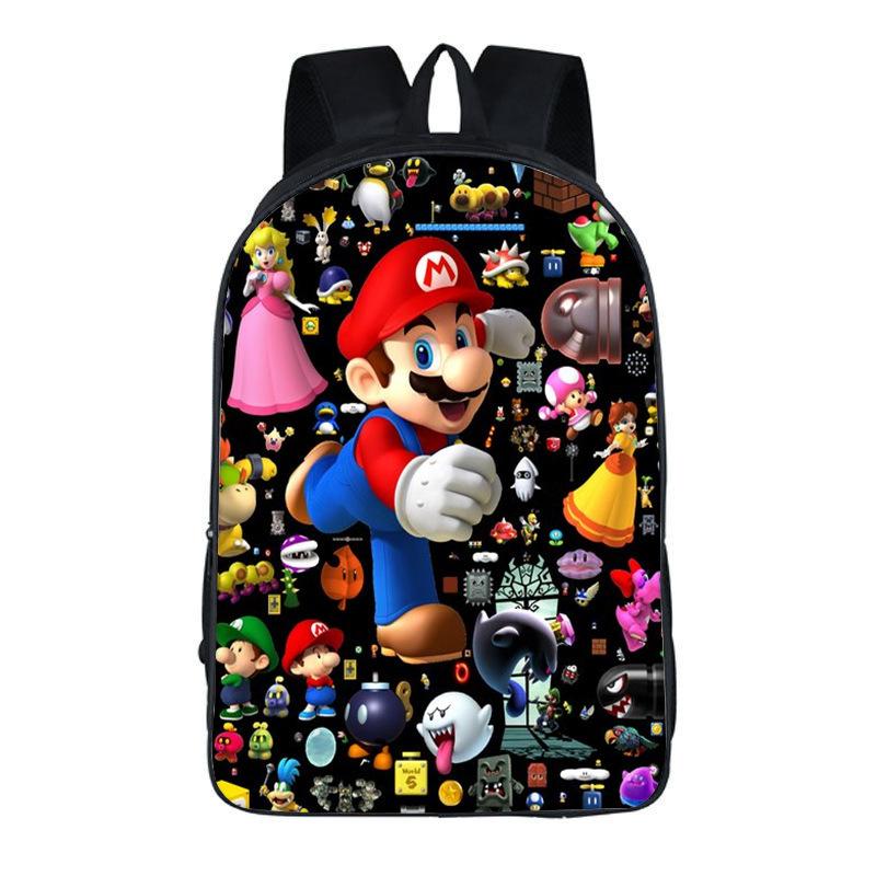 Mario Cartoon Printed School Bag Elementary And Secondary School Backpack Backpack Available