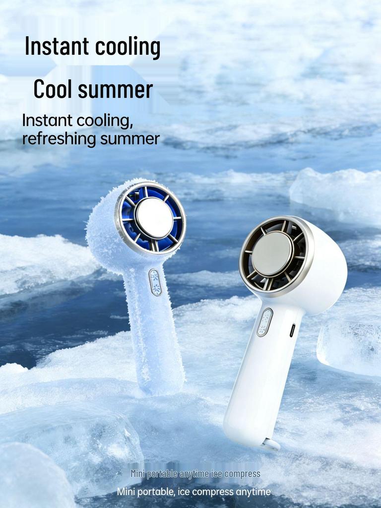 High-Speed Portable Handheld Fan with Ice Pack and Rechargeable Semiconductor Technology