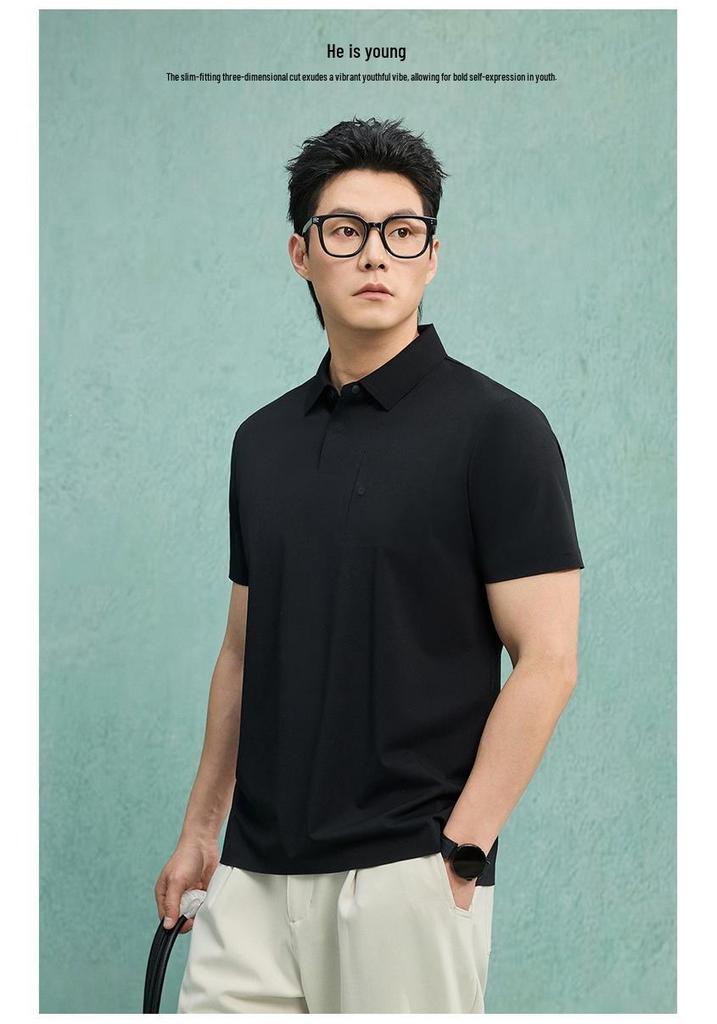 Cross-Border Couple Ice Silk Polo Shirt: Unisex, Business Casual, Sun Protection, Antibacterial, Short Sleeve for Summer