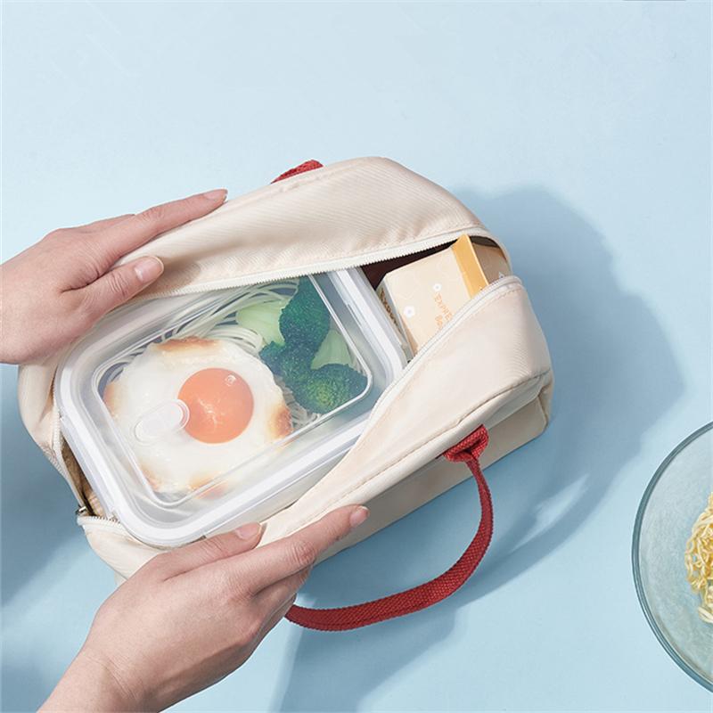 Large Womens Lunch Carryall with Badge Lightweight To Carry Insulation Lunchbox Pouch Thicken Zipper Thermal Food Cooler Carryall for School Picnic