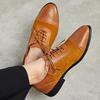 Men's Dress Shoes 2024 NEW Arrival Formal Business Shoes Men Vitage Design Lace-Up Leather Shoes d jkm89