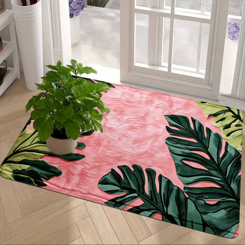 Tropical Leaf Door Mat Indoor Outdoor Welcome Rug Exotic Jungle Style House Decor Mat for Front Door Entrance Runner