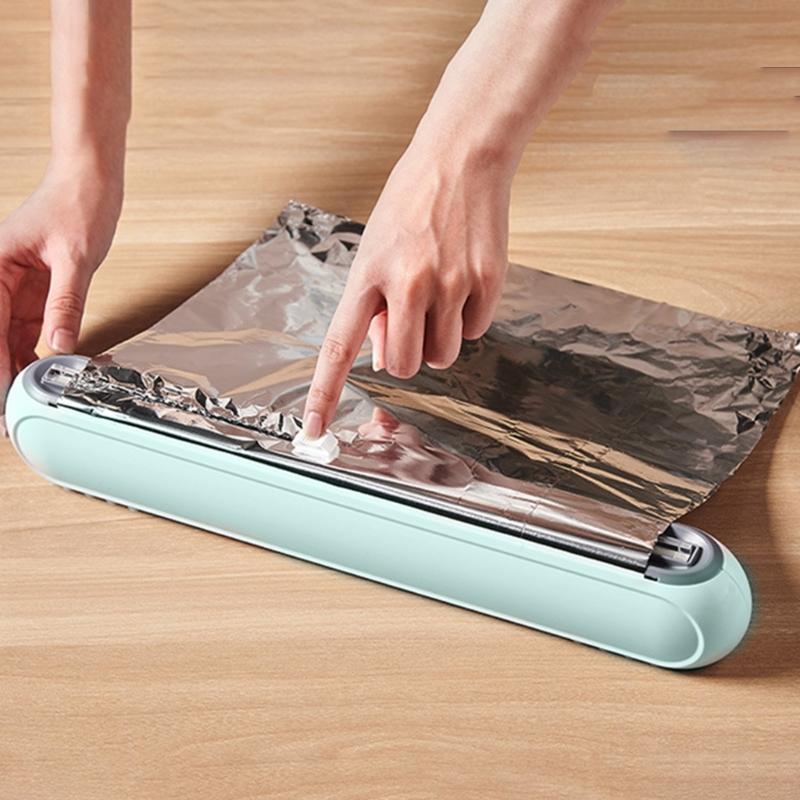Dávkovač s řezačkou fólie, dávkovač strečové fólie s přísavkou, opakovaně použitelný plastový řezač fólie pro potravinářskou fólii, kuchyně, restaurace